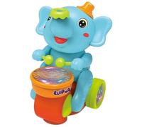 Elephant Toy Walking Elephant Baby Musical Toys with Drum, Electric Car with LED Lights & Sounds, Sensory Activity Toys Learning Educational Moving for Baby Aged 3+