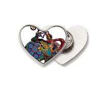 Elephant Trekking China Minority Dressing Totem Heart Metal Pin Brooch Clip Love