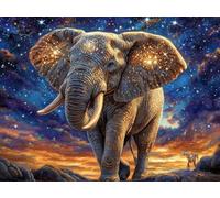 Elephant Under The Stars Stamped Cross Stitch Kits for Beginners Adults - Preprinted 11CT Easy Pattern Needlepoint Kits, Arts and Crafts for Home Decor (11.8x15.7inch) 156