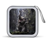 Elephant Under Waterfall CD Case Portable DVD Storage Small CD Holder Organizer for Home Travel