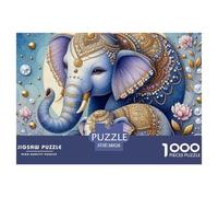 Elephant Unique 1000 Piece Jigsaw Puzzle for Adults Cute Elephant Colourful Puzzling Challenging & Brainteasing Adult Jigsaws Puzzle Game for The Whole for Women Gifts for Me