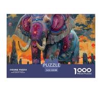Elephant Unique 1000 Piece Jigsaw Puzzle for Adults Cute Elephant Colourful Puzzling Challenging & Brainteasing Adult Jigsaws 100% Recycled Cardboard Puzzle Game for The Whole for Women Gifts for Me