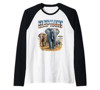 Elephant Vintage 70s 90s Retro Elephant African Animal Lover Raglan Baseball Tee