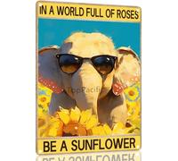 Elephant Vintage Aluminum 8x12 Inch Metal Sign In A World Full Of Roses Be A Sunflower Retro Tin Hippie Retro Poster Vintage Sign Wall Decor Hippie Room Decor