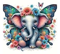 Elephant Vinyl Sticker with Colorful Floral PVC Vinyl Car Decals Stickers Waterproof Self-Adhesive Decals for Cars, Laptops, Trucks, Motorcycles Wall Window Luggage Scratch Cover Door Decor Sticker
