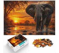 Elephant wading through water, forest backgro Jigsaw Puzzle, 1000 Piece | For winter weekends, this adult jigsaw puzzle with 1000 pieces works well for shared time during the holidays.
