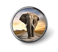 Elephant Walking Badge,Comfort Light in Weight Round Emblem Cute Funny Decor Brooch Smooth Does Not Fade Badges for Hats Jackets Coat Shirt