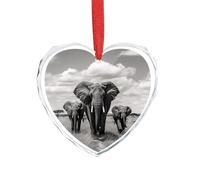 Elephant Walking Clear Crystal Glass Heart Pendant Charm Romantic Crystal Love Pendant Hanging Decoration for DIY Craft Gift for Home Window Car Wedding Party Decor Love Shaped Hanging Ornament