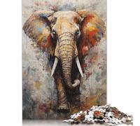 Elephant Walking in Paint Puzzle Jigsaws 300 Pieces for Adults Puzzles 300 Piece Unique Home Decor And Gifts 1000pcs (75x50cm)