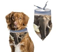 Elephant Walking Spring Summer Dog Bandanas Soft, Dog Scarf Washable Triangle, Pet Bandana Cute Outdoor Accessories for Small Dogs Cat Pet