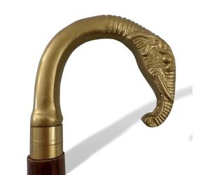 Elephant walking stick hiking strolling stick 92cm brass wood antique style