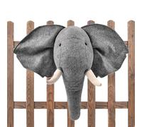 Elephant Wall Hanging - Grey Stuffed Animal Head Decor Plush Toy Mount, Soft Hangings Animals Heads Sculpture | Charming Children Nursery Bedroom Decoration Outgoing Playroom Accent Piece