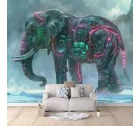 Elephant Wallpaper Murals Cyber Mecha-Style Elephant Photo Wallpaper 450 × 315 cm / 177.1" × 124" Non-Woven 3D Wall Mural Decoration Poster for Bedroom Living Room TV Backdrop Wall