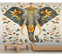 Elephant Wallpapers Flower Mandala Girls Wallpaper Natural Geometric Animals Wallpaper Murals for Walls Plants and Vines Boho Living Room Wall Paper for Bedroom Art Paintings Mural Poster 150X105cm