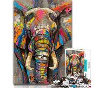 Elephant Watercolor 1000 Piece Jigsaw Puzzles for Adults Gifts,Help The Brain Exercise Addictive Toys to Cultivate Patience Suitable for Couples (75x50cm)