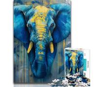 Elephant Watercolor 1000 Piece Jigsaw Puzzles for Teenagers Gifts,Help The Brain Exercise Addictive Toys to Cultivate Patience Suitable for Couples (50x75cm)