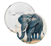 Elephant Watercolor Style Badge Metal Round Pins, Lightweight Brooch for Backpack, Fashion Button Pins Badge for Shirts, Jackets, Shawl Coat, Unisex, 12PCS, Tinplate, metal round pins