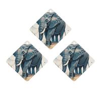 Elephant Watercolor Style Car Air Freshener, 3 Pcs Rhombus Hanging Air Freshener Cards, Long Lasting Fragrance Scented Cards for Car, Home, Office Gray-style