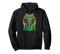 Elephant Wearing Cute Frog Style, Fun Animal Design Pullover Hoodie