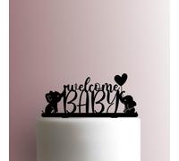 Elephant Welcome Baby Acrylic Cake Topper 3mm Thick Premium Laser Cut Cake Decoration for Birthday, Wedding, Baby Shower & Party Cakes Durable Reusable