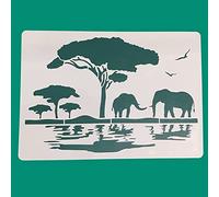 Elephant Wild Africa Diy Layering Stencils Wall Painting Scrapbook Coloring Embossing Album Decorative Template 29 * 21cm