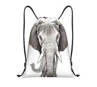 Elephant with Art Title: Lightweight Drawstring Duffel Bag â€“ Water-Resistant Foldable Gym Sack with Adjustable Shoulder Strap, Ideal for Sports, Yoga, Travel and School