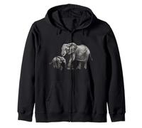 Elephant With Child Zip Hoodie