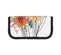 Elephant with Flower Large Capacity Canvas Pencil Case, Sturdy and Durable, Easy to Store in an Orderly Manner