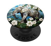 Elephant with Flowers Artwork PopSockets Adhesive PopGrip