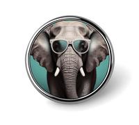 Elephant with Glasses Badge Holder Personalized Metal Button Pin Fashion Round Badge with Pattern Pin DIY Button Badges Exquisite Brooch Crafts Gift Clothes Decorative Pins