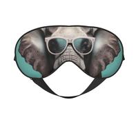 Elephant with Glasses Sleep Mask for Women & Men - Double-Sided Eye Mask with Adjustable Strap, Soft Silky Feel, Light-Blocking & Breathable for Travel, Nap, Shift Work, Yoga