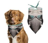 Elephant with Glasses Spring Summer Dog Bandanas Soft, Dog Scarf Washable Triangle, Pet Bandana Cute Outdoor Accessories for Small Dogs Cat Pet