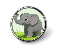 Elephant With Gray Badges Pin, Personalized Exquisite Round Badge, 1 Inch Button Pins for Women And Men, Decorative Metal Round Brooch for Clothing, Backpacks, And Hats