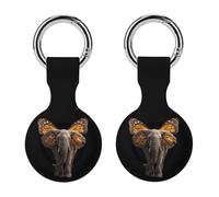 Elephant with Monarch Butterfly Wings Stylish Holder Cases Compatible with AirTag Silicone GPS Trackers Cover Keychain