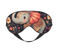 Elephant with Red Ears and A Hat Print Sleep Mask with Adjustable Strap, Comfortable Eye Cover for Travel, Yoga, Napping, Sleeping & Relaxation