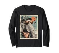 Elephant with Sunglasses Duck Hunting Hunter Retro Sunset Long Sleeve T-Shirt