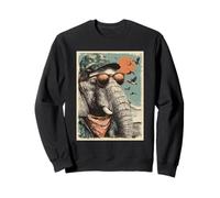 Elephant with Sunglasses Duck Hunting Hunter Retro Sunset Sweatshirt