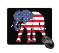 Elephant with U.S.A Flag Gaming Mouse Pad with Rubber Base