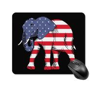 Elephant with U.S.A Flag Gaming Mouse Pad with Rubber Base