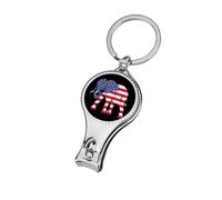 Elephant with U.S.A Flag Nail Clipper Portable Metal Fingernail and Toenail Clippers Cutters with Bottle Opener Keychain