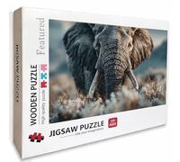 Elephant Wooden Jigsaw Puzzles 75x50cm, Animal Jigsaw Puzzles 1000 Piece for Adults with Box, Educational Challenging Game, Gifts for Teens, Back Lettering Easy to Distinguish, Home Decoration, 8-2165