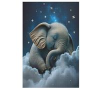 Elephant Wooden Jigsaws Puzzles for Adults 1000 Jigsaw Puzzle, Decompressing Intellectual Educational Toy for Kids 78×53cm