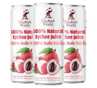 Elephant World 100% Natural Lychee Juice | NON GMO | 10.8 oz (Pack of 6), Lychee