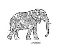 Elephant Zentangle Mandalas Fine Carving Decals 65.6x81.9cm It Won't Fall Off Black