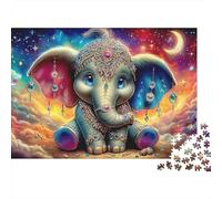 Elephant1000 Pieces Cardboard Starry Baby Elephant Jigsaw Puzzle Set Adults Fun Family Game Concentration Training After School Activity 38x26cm/1000pcs