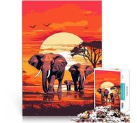 Elephants Africa Sunsetteenagers Puzzles 1000 Piece Jigsaws Hand speed competition is ideal as a gift for the whole family 38x26cm
