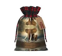 Elephants and Baby Elephants by The Sea Patterned decorative gift bag, drawstring candy bag, reusable, suitable for storing gifts or everyday items.