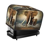 Elephants and Baby Elephants by The Sea Patterned toaster lid, hangable, suitable for restaurant and home dining table decoration.