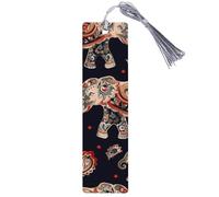 Elephants and Paisleys on Dark Background Metal Retro Lace Bookmarklet