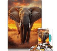 Elephants at Sunset Jigsaw Puzzles for Teenagers 1000 Piece,Learning Educational Toys Family Games Birthday Present,Gifts (50x75cm)